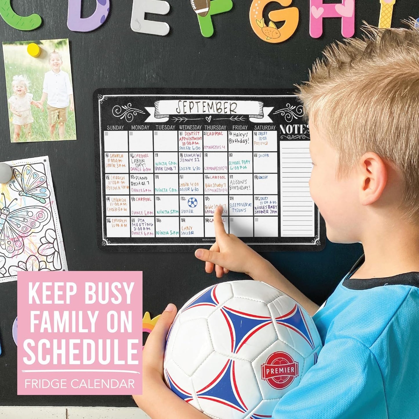 Chalkboard Small Magnetic Calendar for Refrigerator Dry Erase - Fridge Calendar Dry Erase Magnetic Whiteboard for Fridge, Refrigerator Calendar Magnetic Dry Erase Calendar, Magnet Calendar for Fridge