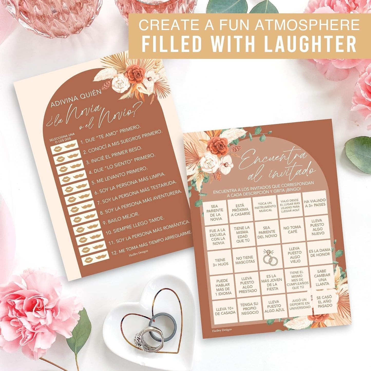 Bingo español y juegos para novios | Juego de 20 | Juegos para despedidas de soltera