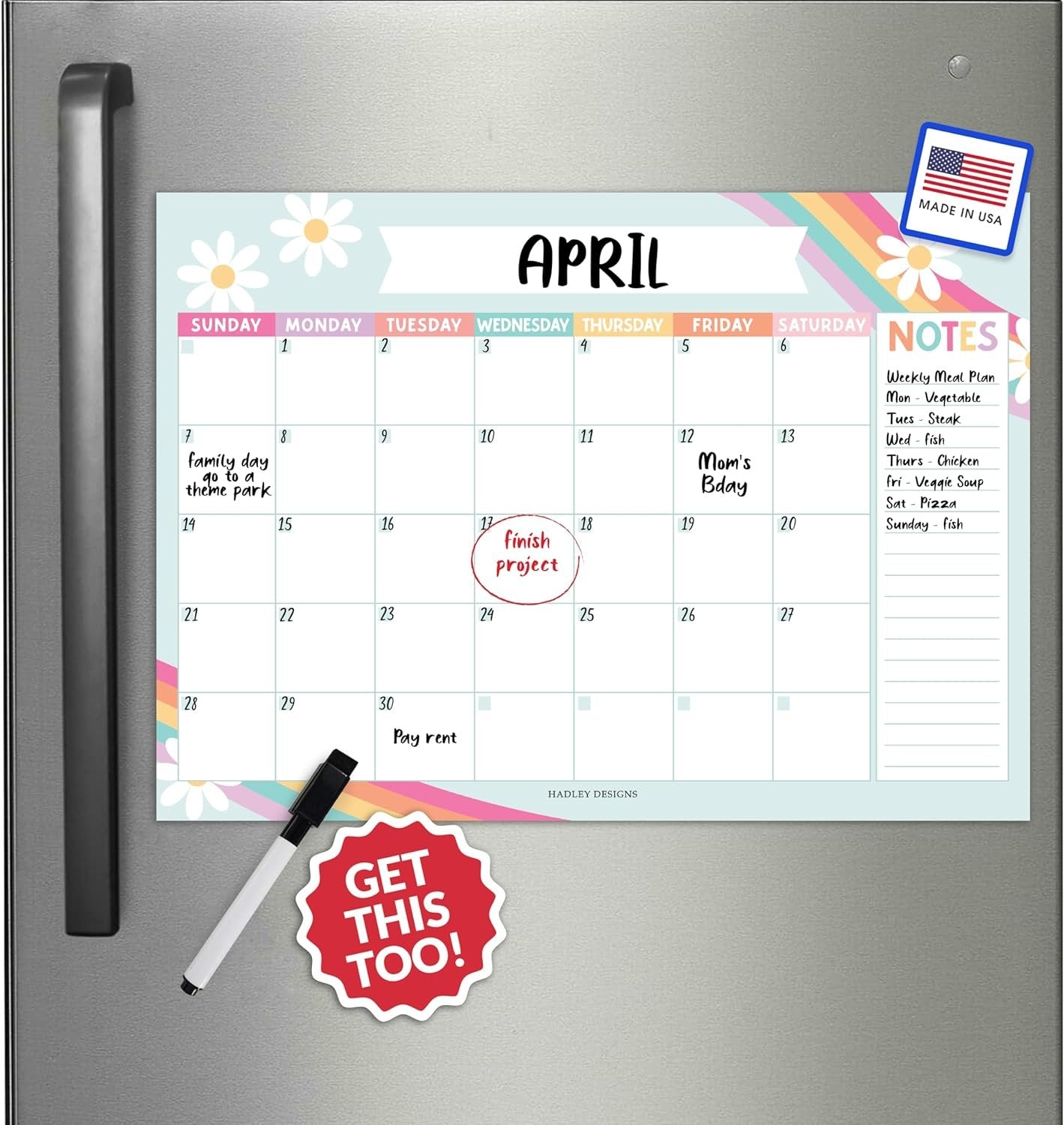 Retro Magnetic Calendar For Refrigerator Dry Erase - Magnetic Fridge Calendar Dry Erase Magnetic Whiteboard For Fridge, Refrigerator Calendar Magnetic Dry Erase Calendar, Magnet Calendar For Fridge