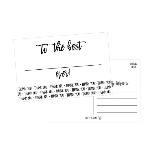 50 4x6 Blank Fill In Thank You Postcards Bulk, Modern Thank You Note Card Set Stationery For Wedding, Bridesmaid, Bridal or Baby Shower, Teachers, Appreciation, Religious Event, Business, Holidays Etc