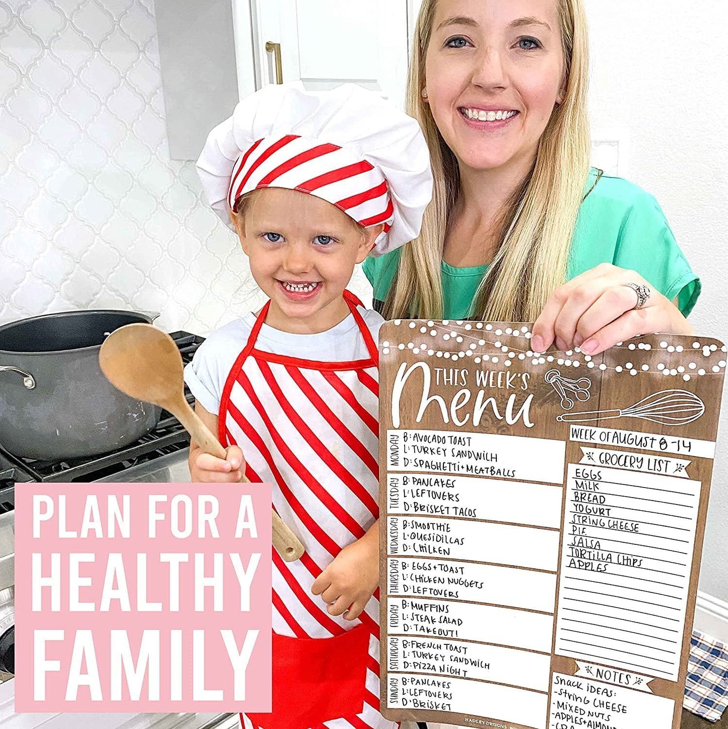 Wood Lights Magnetic Meal Planner | Weekly | Calendar & Planners