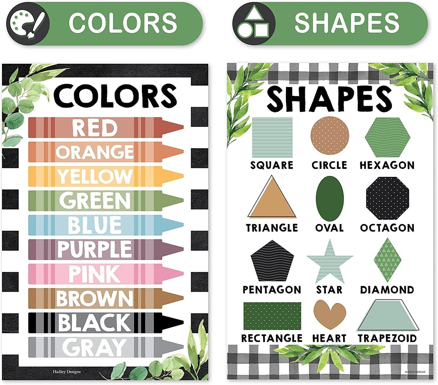 Farmhous Posters | ABC, Numbers 1-100, Colors, and Shapes | Set of 4