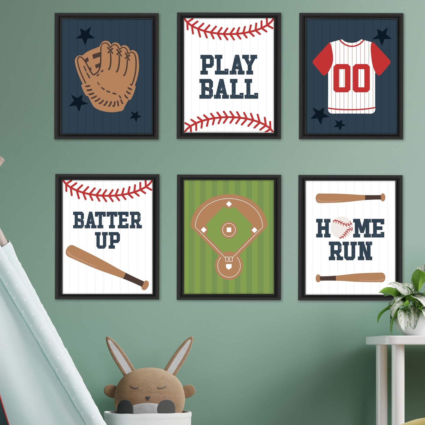 Baseball Children's Wall Art | Set of 6 | Home Decor