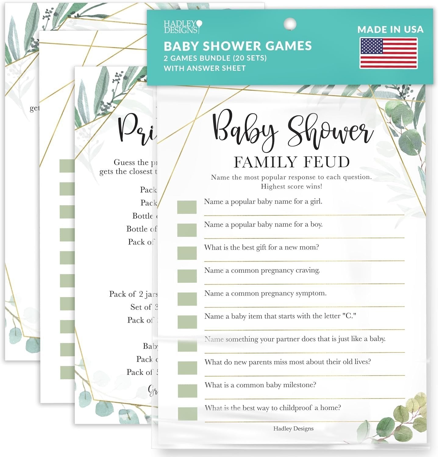 Family Feud & The Price is Right Games | Set of 20 | Baby Shower Games