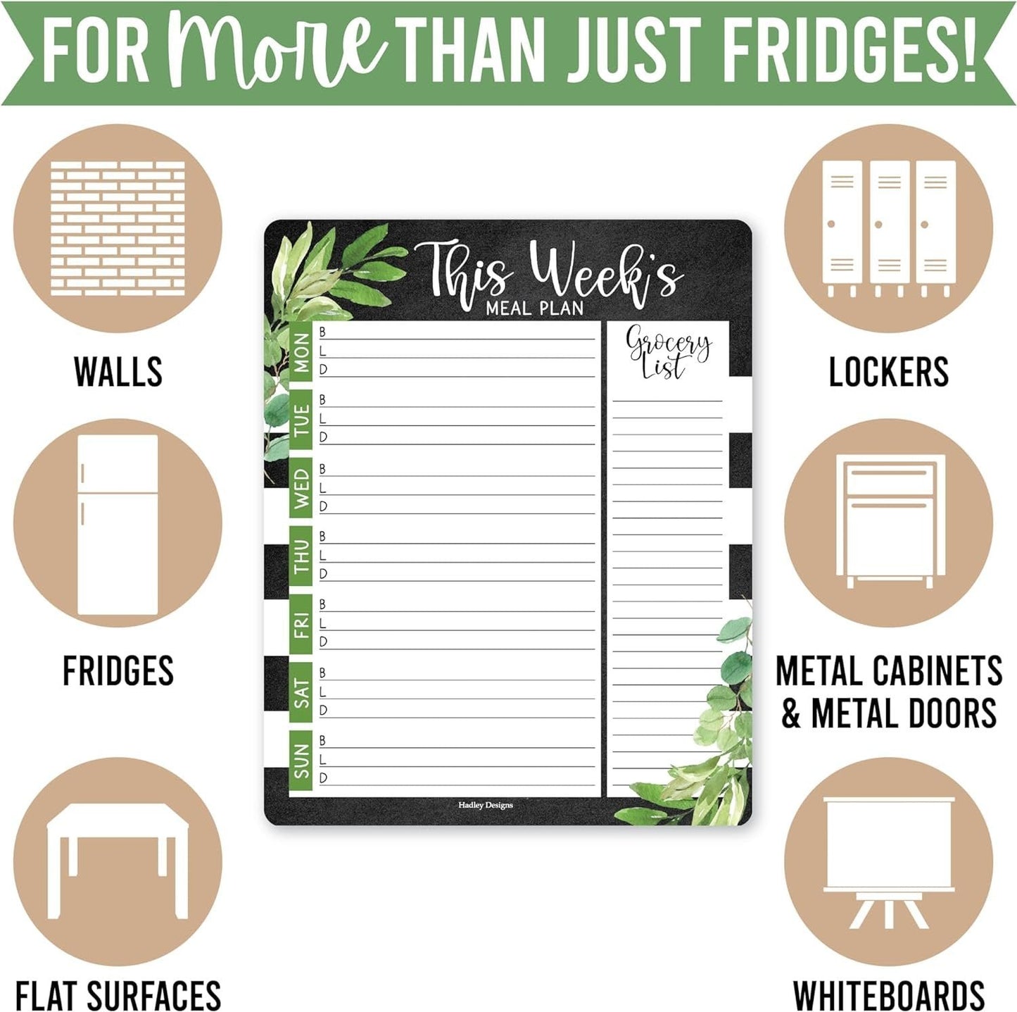 Farmhouse Greenery Magnetic Meal Planner | Weekly | Calendar & Planners