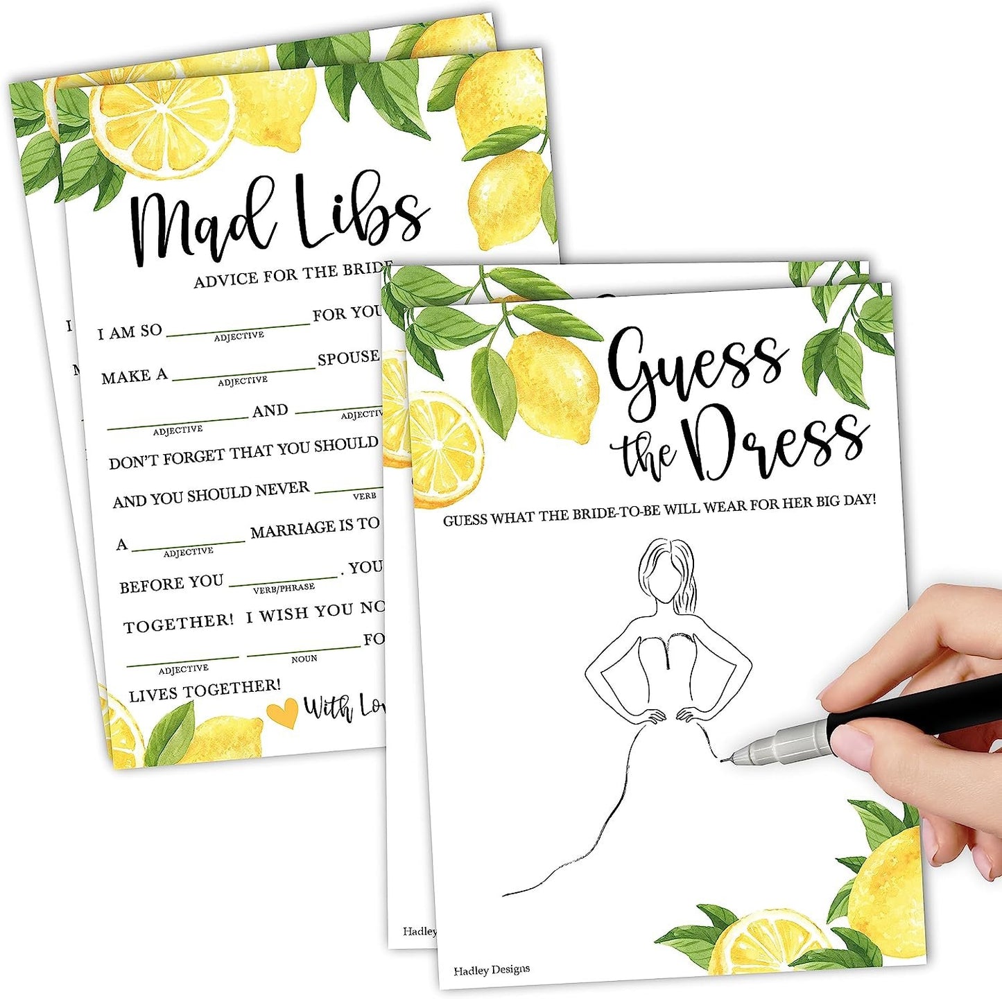 Guess The Dress & Mad Libs Games | Set of 20 | Bridal Shower Games