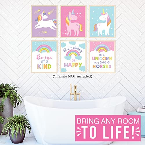 Unicorn Children's Wall Art | Set of 6 | Home Decor