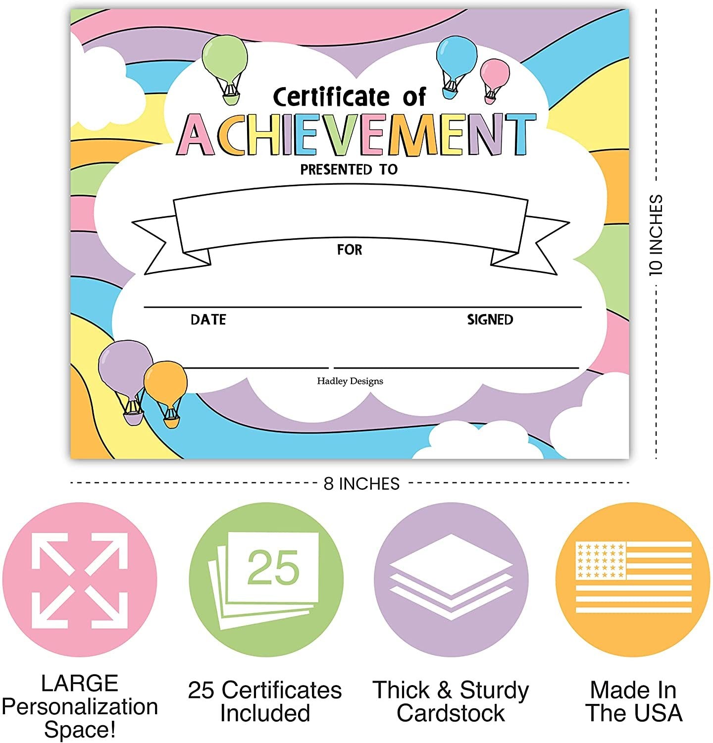 Kids Certificate of Achievement | Set of 25 | Trophies & Awards