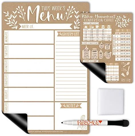 Rustic Kraft 2 Magnetic Meal Planner | Weekly | Calendar & Planners