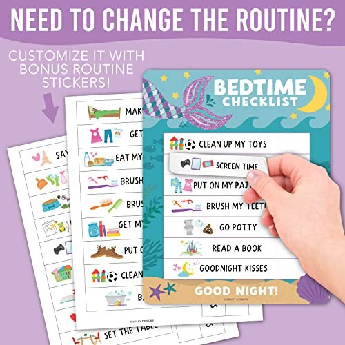 Mermaid Day & Night Routine Charts | Daily Schedule | Educational Charts