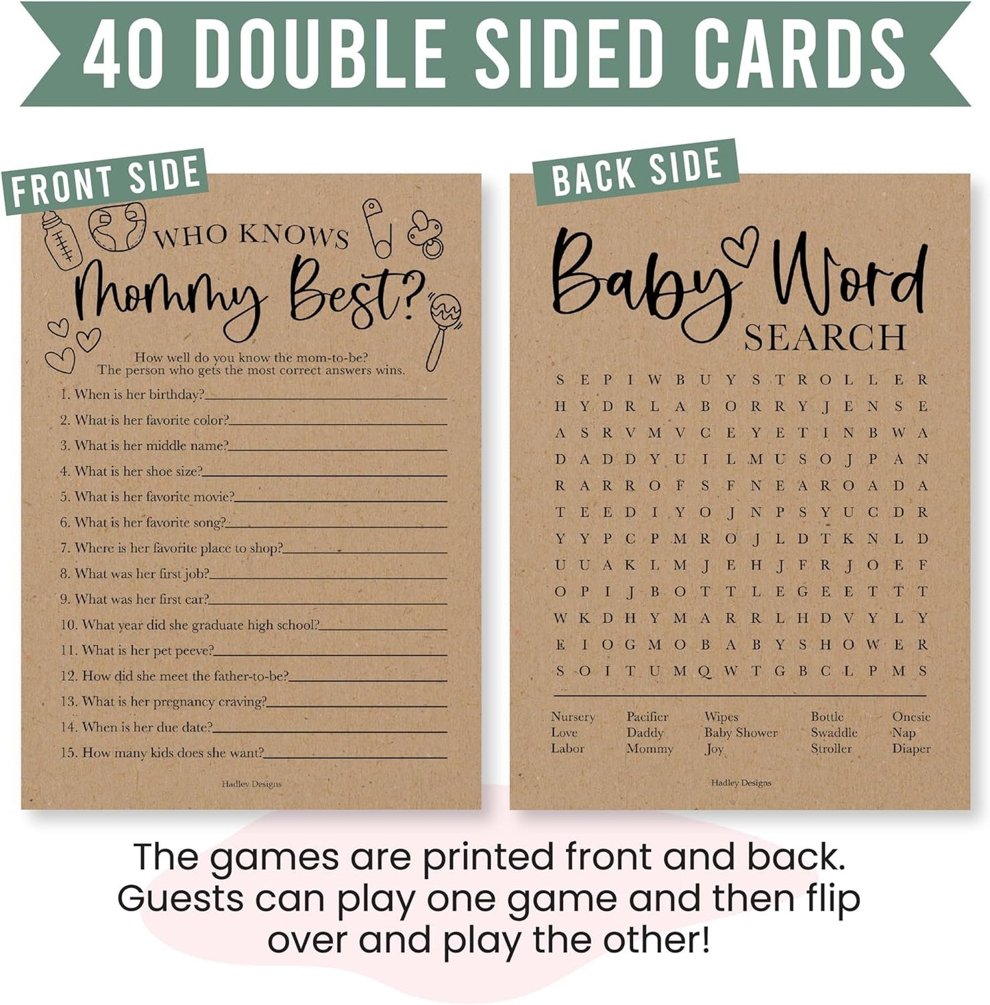 40 Rustic Baby Shower Games Gender Neutral - Baby Girl Baby Shower Bingo Game Girl, Who Knows Mommy Best Baby Shower Game, Baby Boy Baby Shower Word Search Game, Advice Cards Baby Shower Mad Libs Game