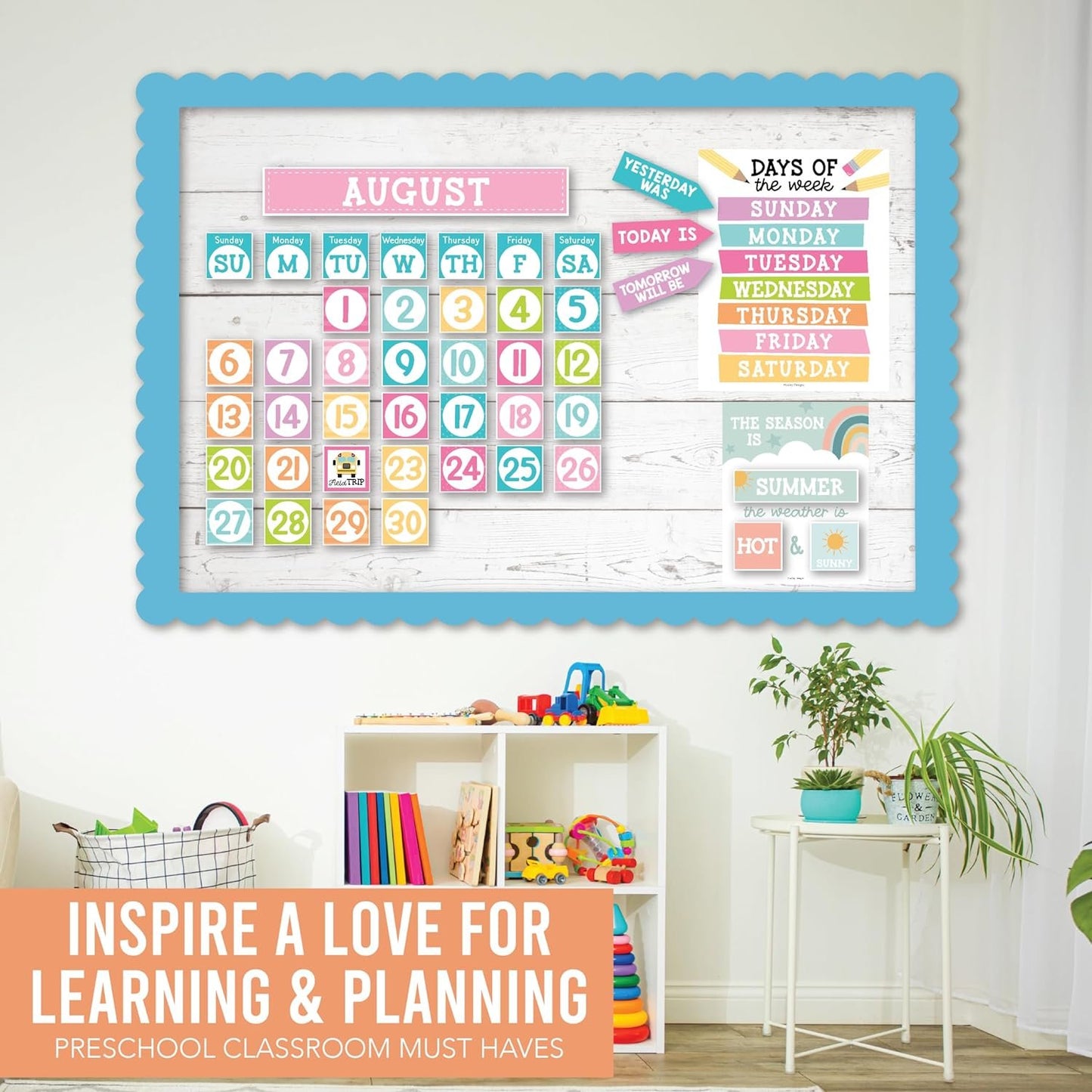 Colorful Classroom Calendar Set Bulletin Board - Bulletin Board Calendar For Classroom Elementary, Teacher Calendar Bulletin Board Sets, Preschool Calendar For Classroom, School Calendar For Classroom