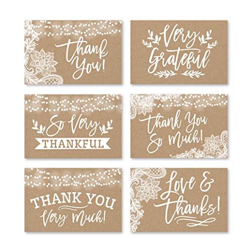 Kraft Lights Folded Thank You Cards | Set of 24 | General