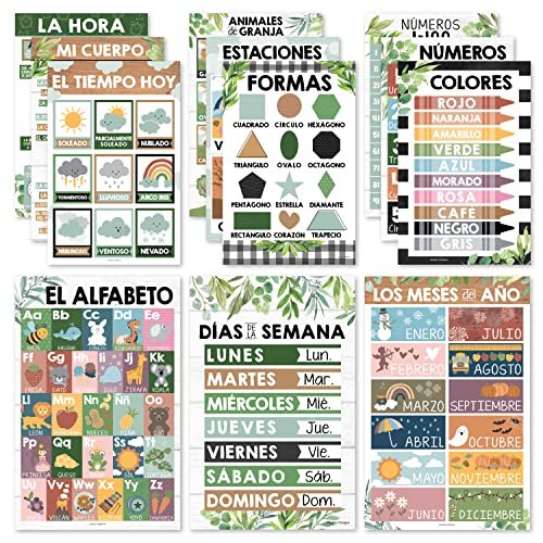 Farmhouse Spanish Posters | Set of 12 | Spanish Educational Supplies