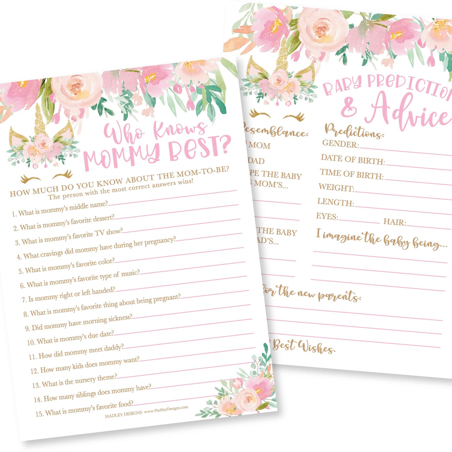 Who Knows Mommy Best, Baby Prediction & Advice Games | Set of 25 | Baby Shower Games