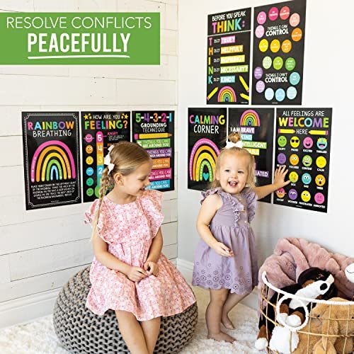 Colorful Chalk Calming Corner Posters | Set of 9 | Classroom Decor