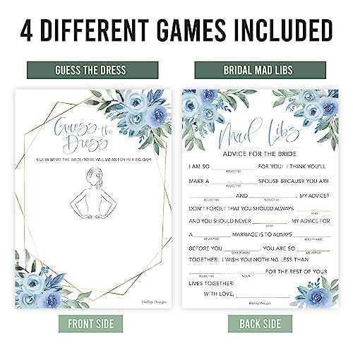 Mad Libs, Guess the Dress, Who Knows the Bride, and Find the Guest Games | Set of 40 | Bridal Shower Games