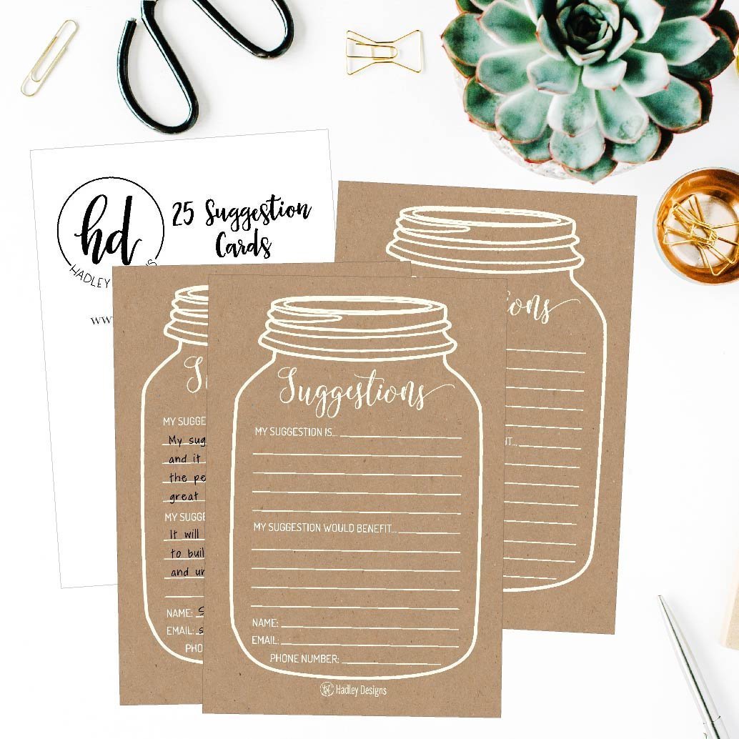 25 Kraft Mason Jar Suggestion Cards