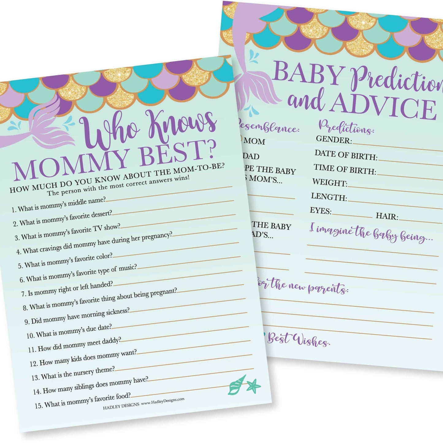 Who Knows Mommy Best, Animal Names, Nursery Rhymes, Advice Baby Shower Games | Set of 50