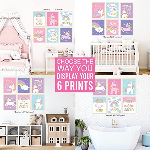 Unicorn Children's Wall Art | Set of 6 | Home Decor