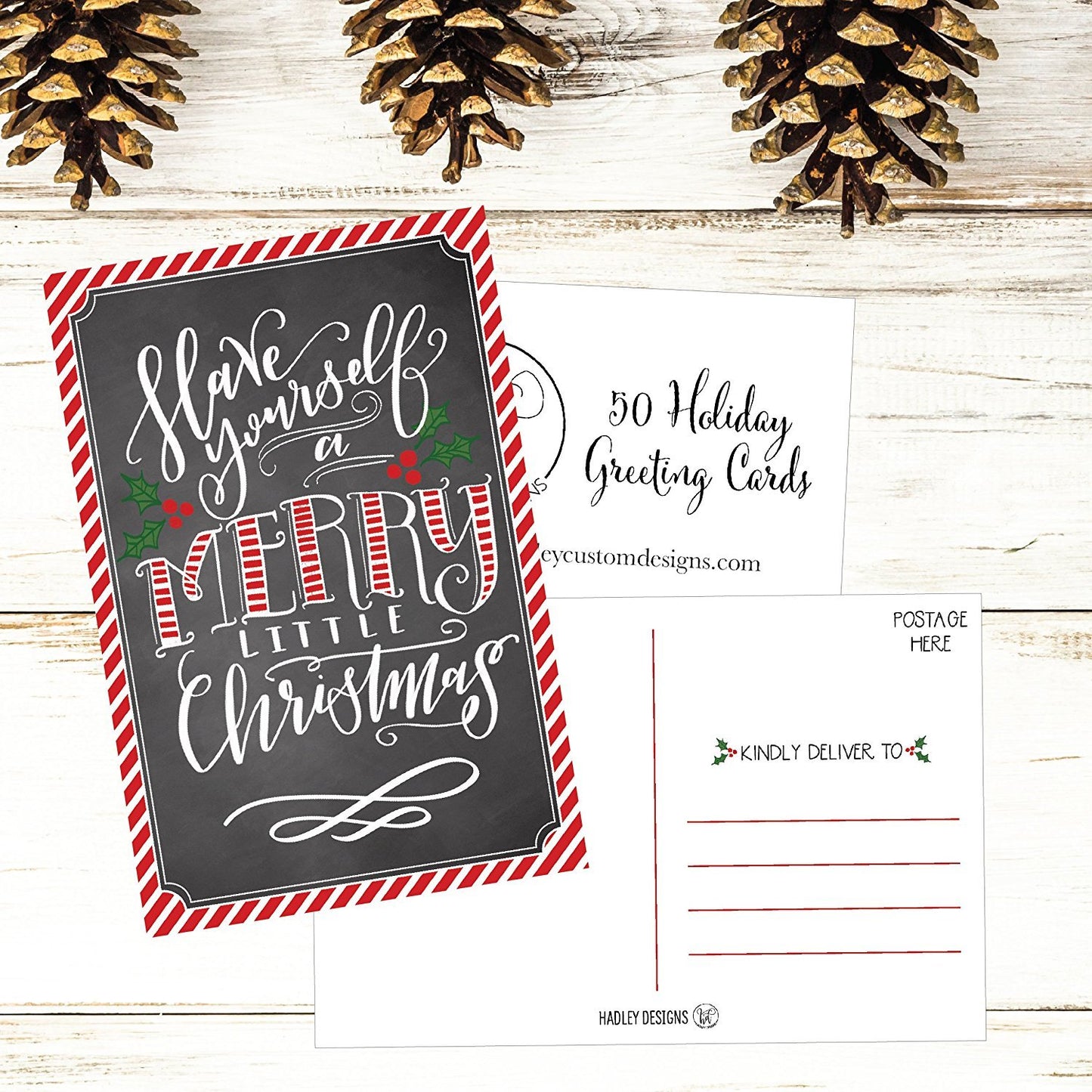 50 Holiday Greeting Cards, Cute & Fancy Blank Winter Christmas Postcard Set, Bulk Pack of Premium Seasons Greetings Note, Happy New Years Cards for Kids, Business Office or Church Thank You Notes