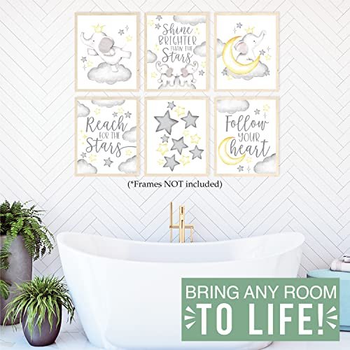 Elephant Children's Wall Art | Set of 6 | Nursery Decor