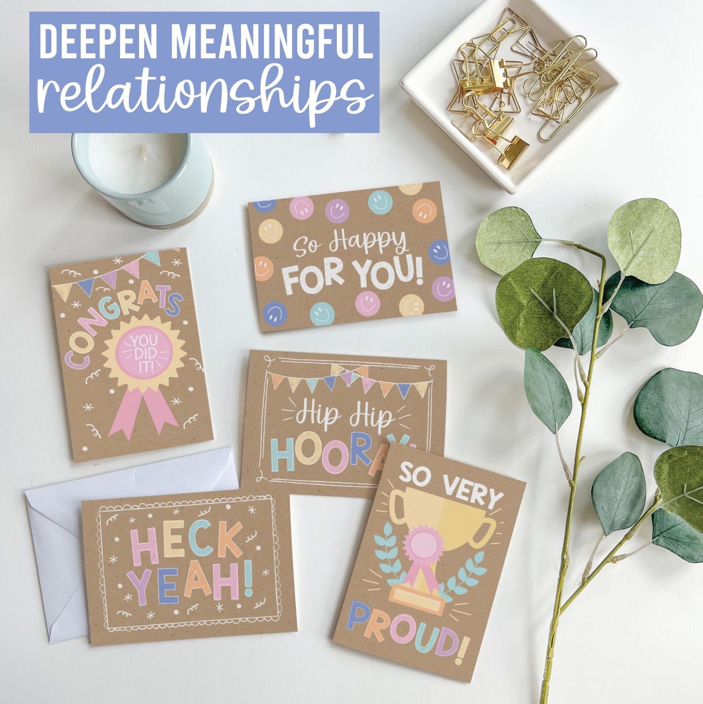 Folded Congratulations Cards | Set of 24 | Cards & Party | Envelopes Included