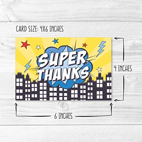 Superhero Folded Thank You Cards | Set of 24 | Kid's Party