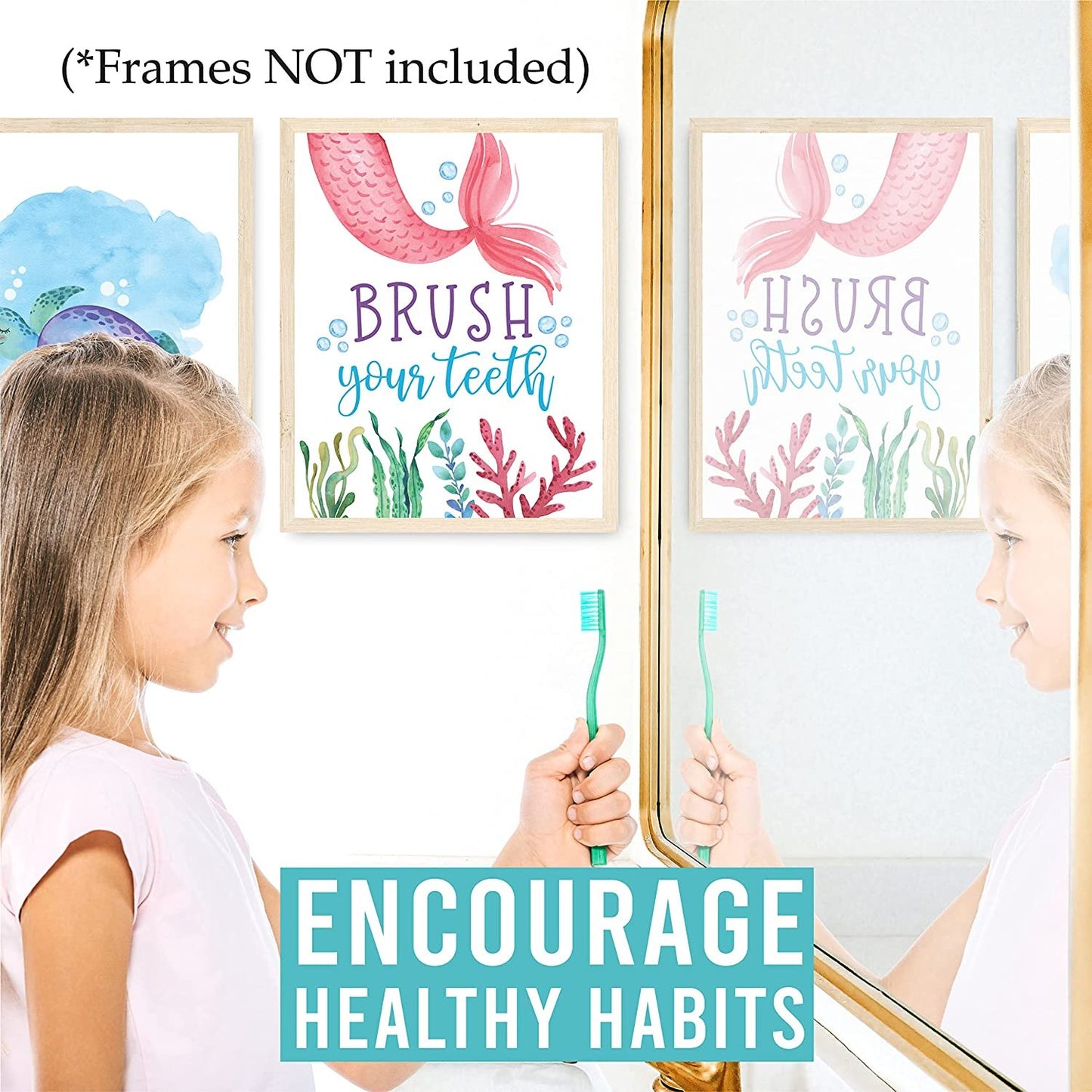 Kids Bathroom Wall Art | Set of 6 Reversible Prints | Home Decor