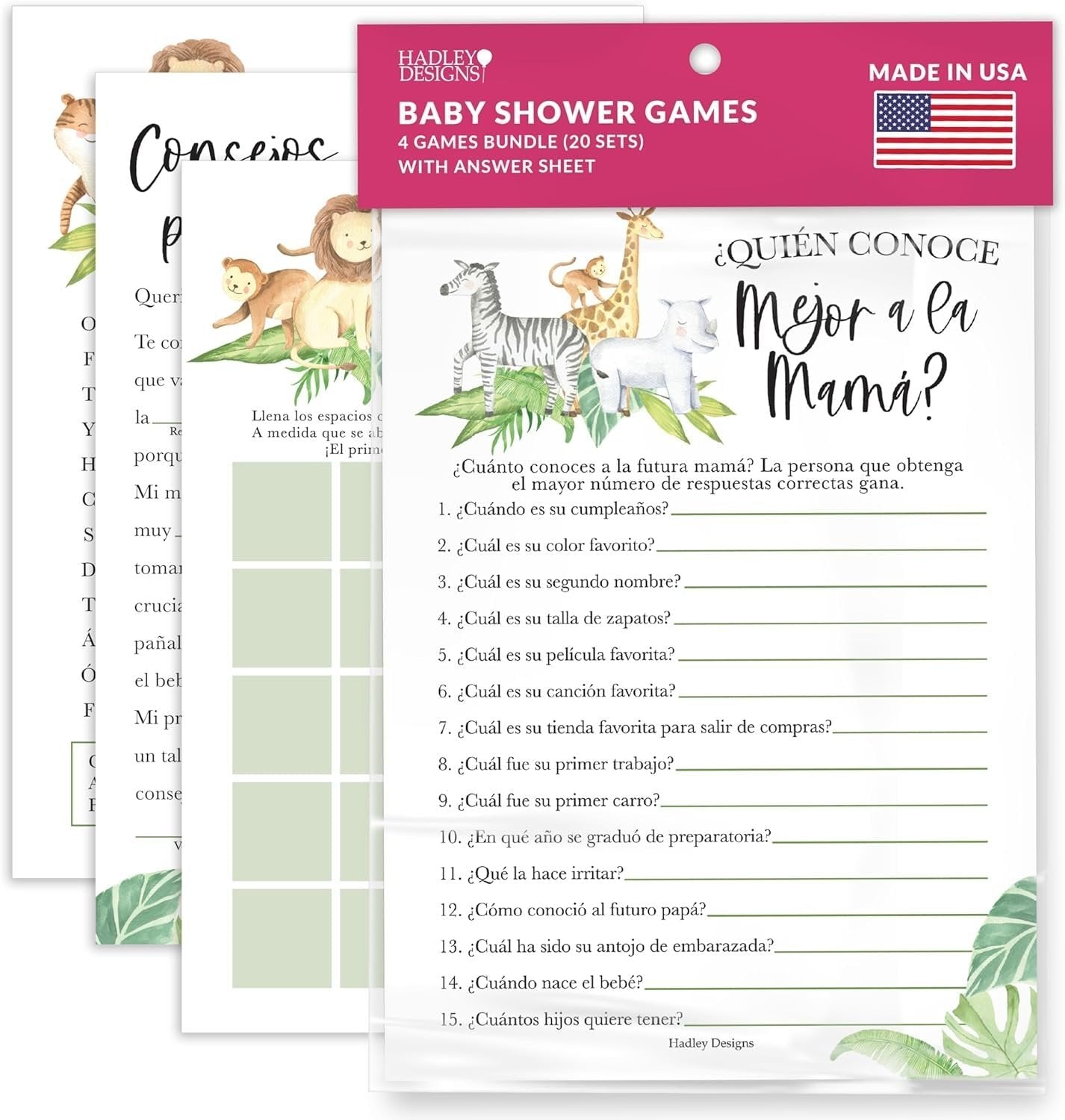 Spanish Baby Shower Games | Set of 40 | Party Supplies