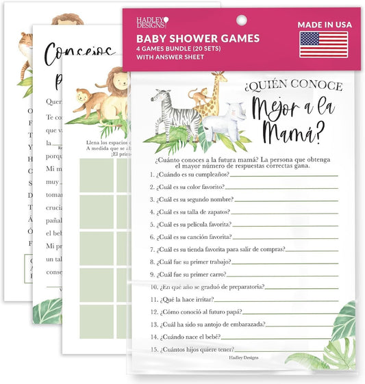 Spanish Baby Shower Games | Set of 40 | Party Supplies