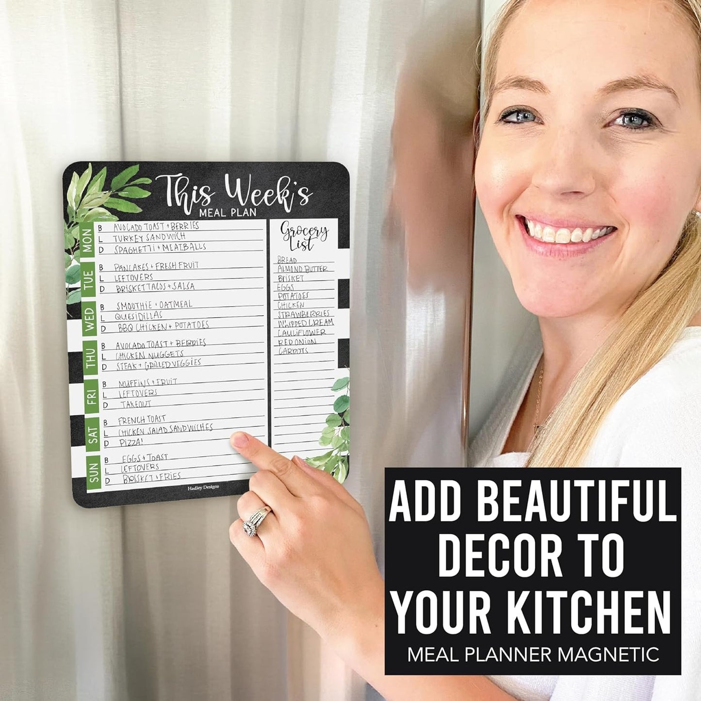 Farmhouse Weekly Dinner Menu Board For Kitchen - Magnetic Meal Planner For Refrigerator White Board Dry Erase, Weekly Menu Board For Fridge Whiteboard, Weekly Meal Planner Magnetic Fridge Whiteboard