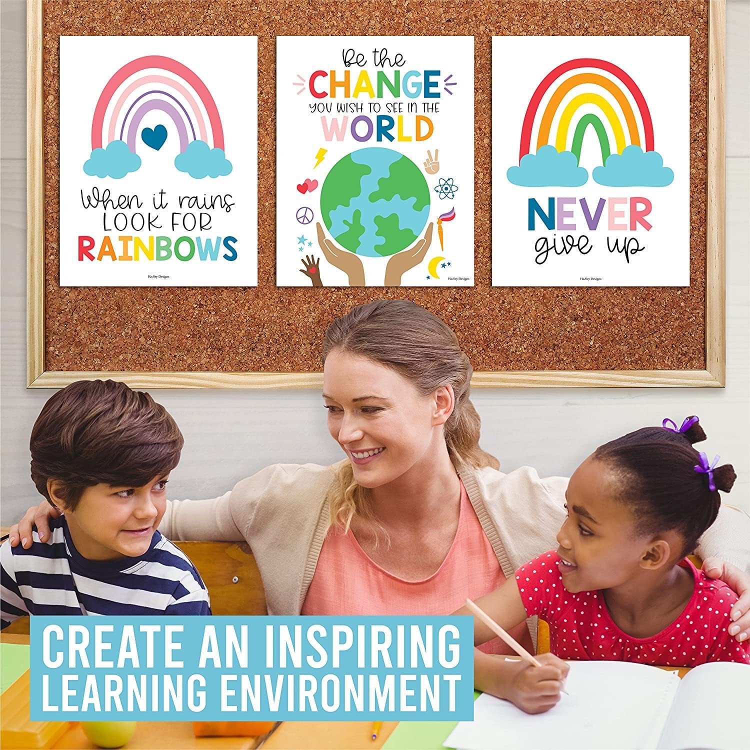 Motivational Classroom Posters, Colorful Pack of 9