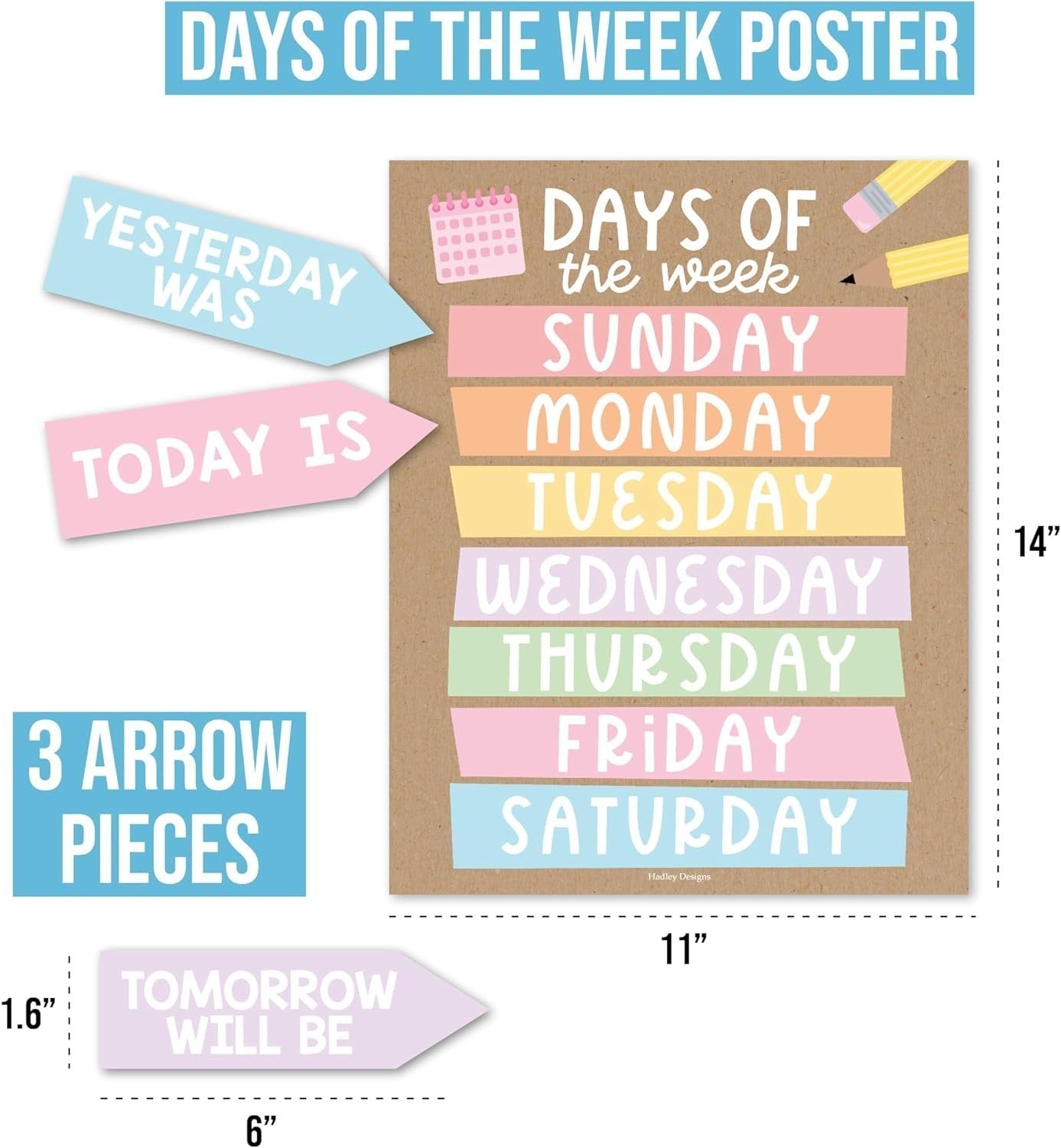 Kraft Typography Classroom Calendar | Bulletin Board | Classroom Supplies