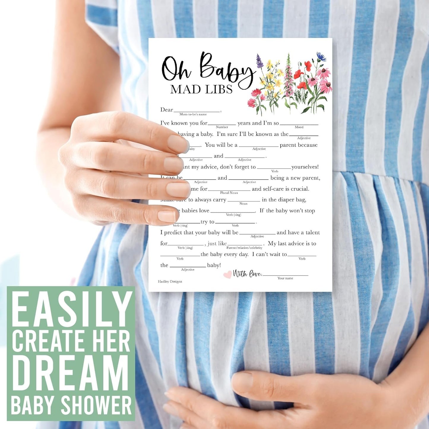 20 Floral Baby Shower Games For Girl - Hilarious Baby Shower Games Girl, Advice Cards Baby Shower Mad Libs Game Funny, Family Tradition Cards For Baby Shower, Baby Girl Baby Shower Games Funny