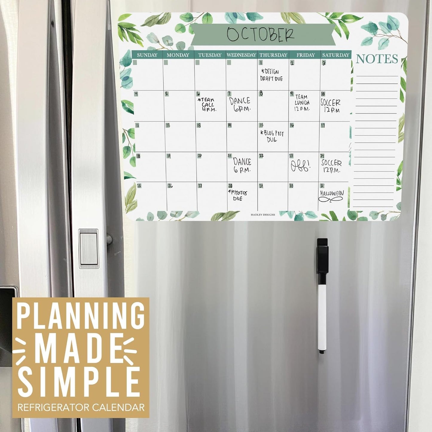 Greenery Magnetic Calendar For Refrigerator Dry Erase - Magnetic Fridge Calendar Dry Erase Magnetic Whiteboard For Fridge, Refrigerator Calendar Magnetic Dry Erase Calendar, Magnet Calendar For Fridge