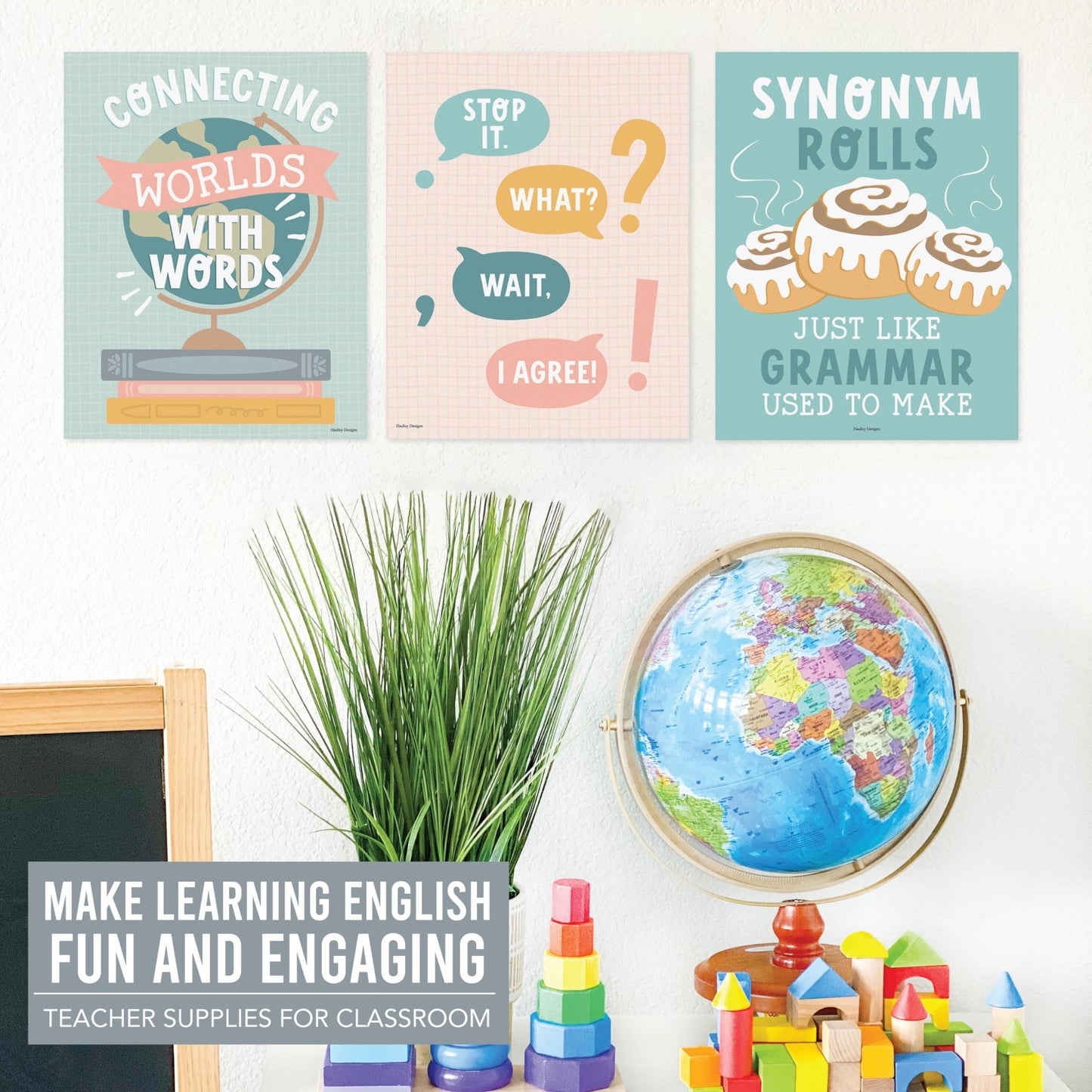 6 Boho English Classroom Decor Middle School - English Classroom Posters High School, ELA Posters For High School Classroom, ESL Classroom Decorations, Grammar Posters, ELA Classroom Must Haves