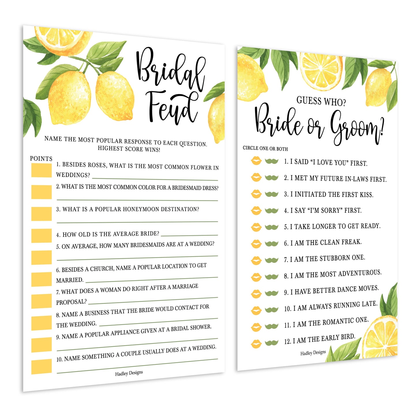 He Said She Said, Bride or Groom Bridal Shower Games | Set of 20 | Wedding Supplies