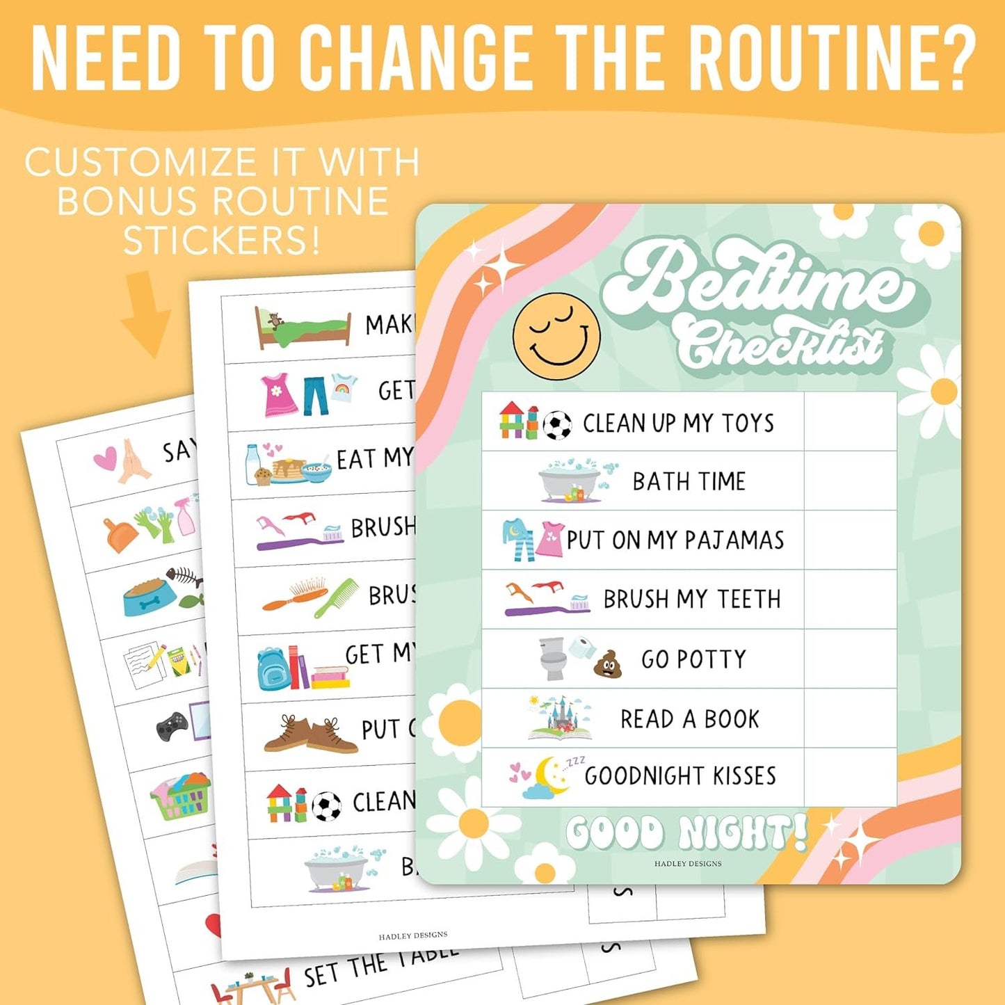 Retro Day & Night Routine Charts | Daily Schedule | Educational Charts