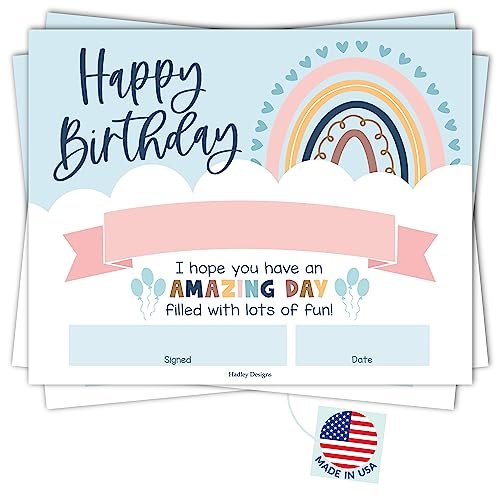 Boho Rainbow Birthday Certificates | Set of 25 | Birthday Gifts