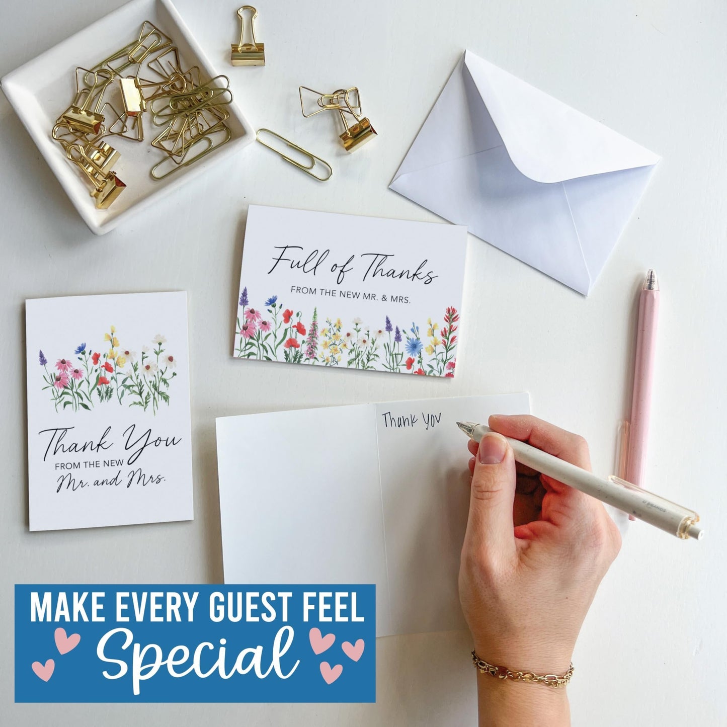 Wedding Thank You Cards | Set of 54 | With Envelopes