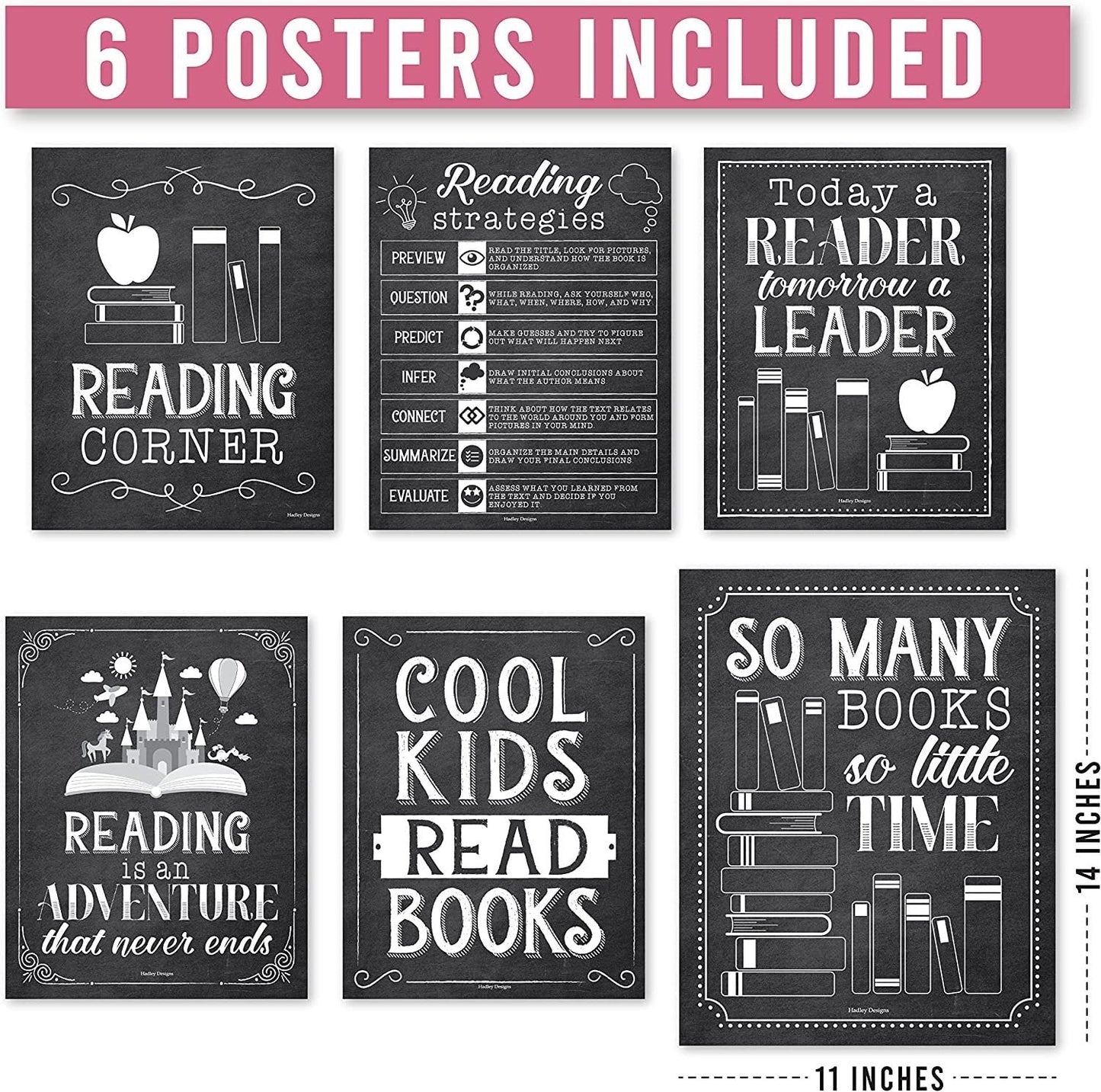 Reading Motivational Posters | Set of 6 | Motivational Posters