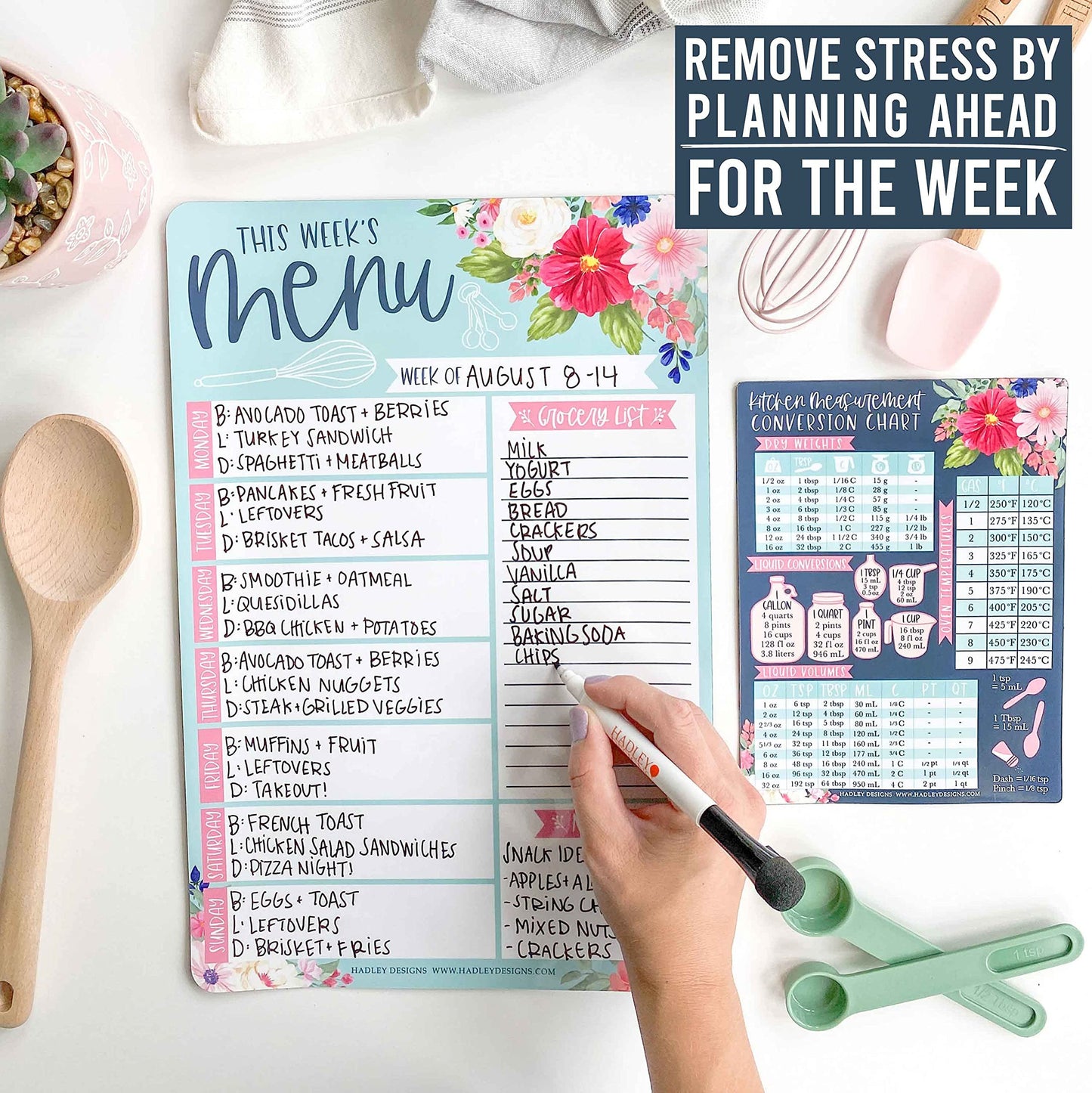 Spring Floral Magnetic Meal Planner | Weekly | Calendar & Planners