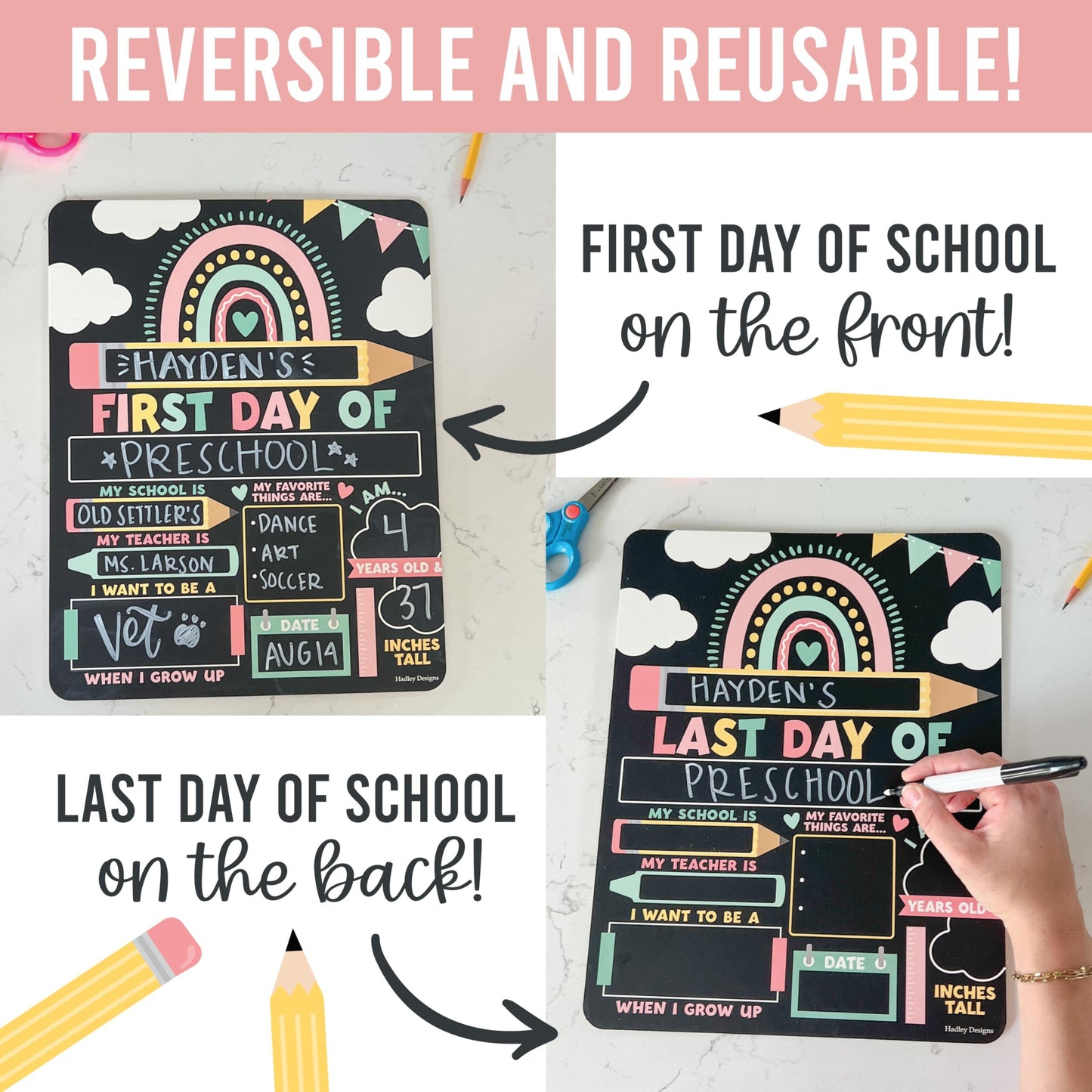 First Day of School Boards | Dry Erase | School Supplies