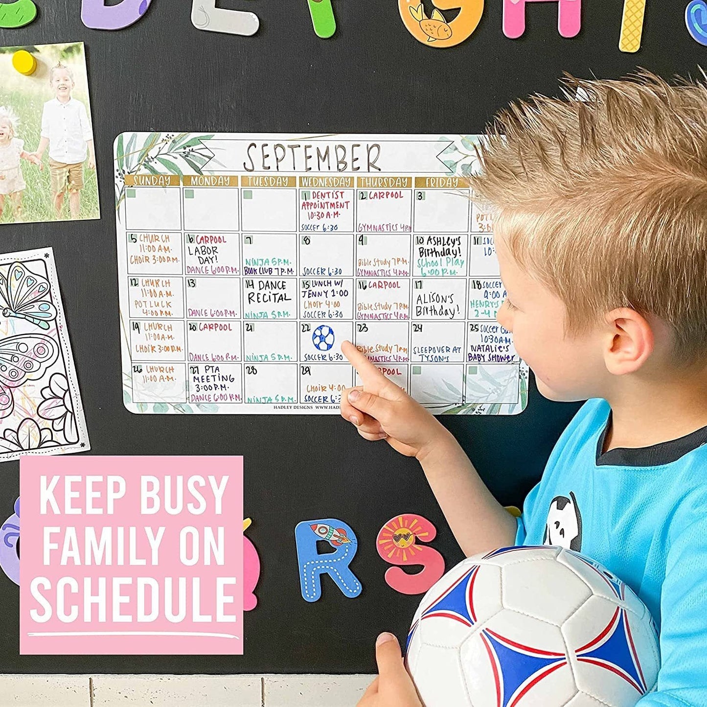 Geo Greenery Magnetic Calendar | Dry-Erase | Calendars & Planners