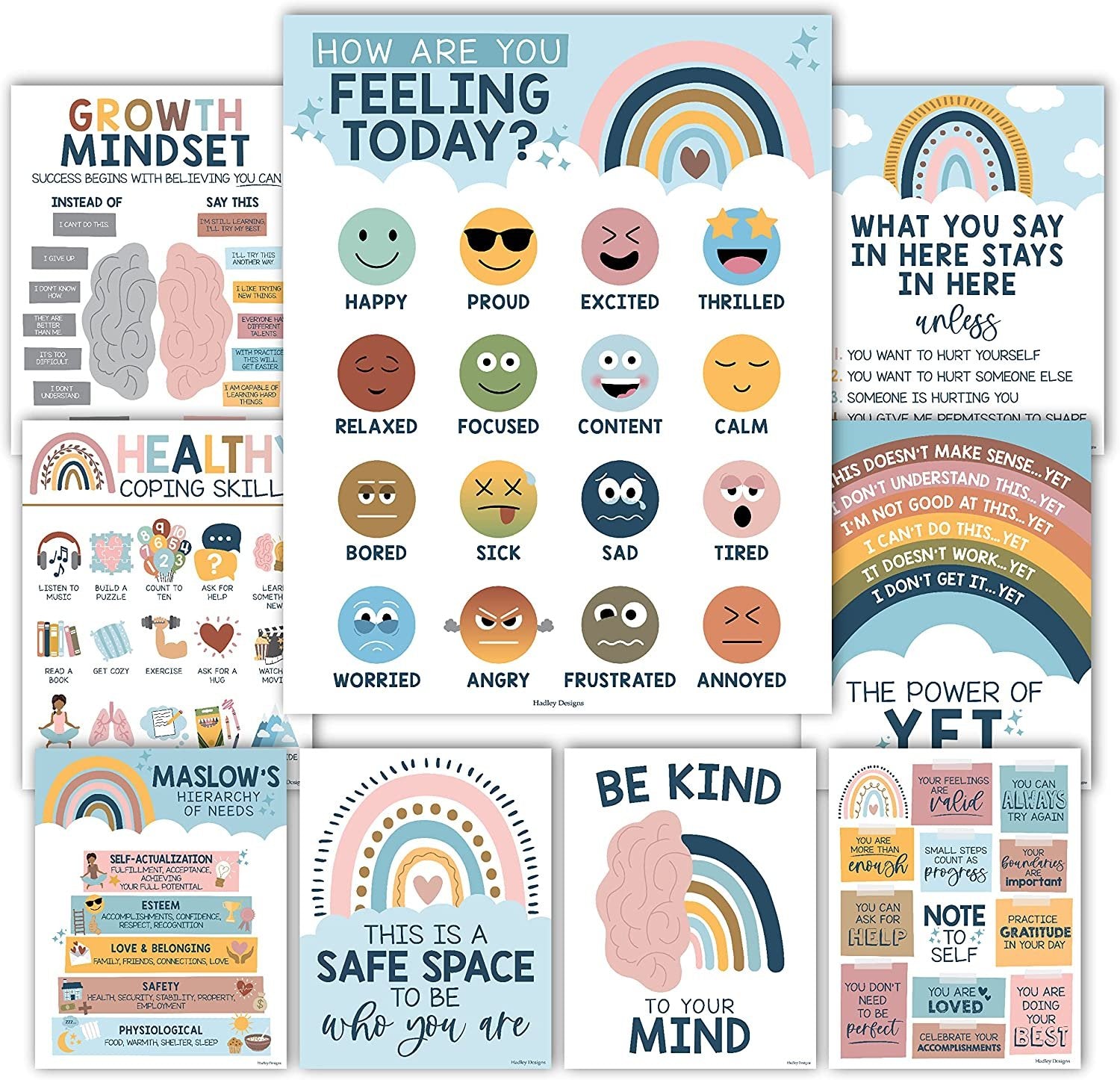 Mental Health Posters | Set of 9 | Educational Posters
