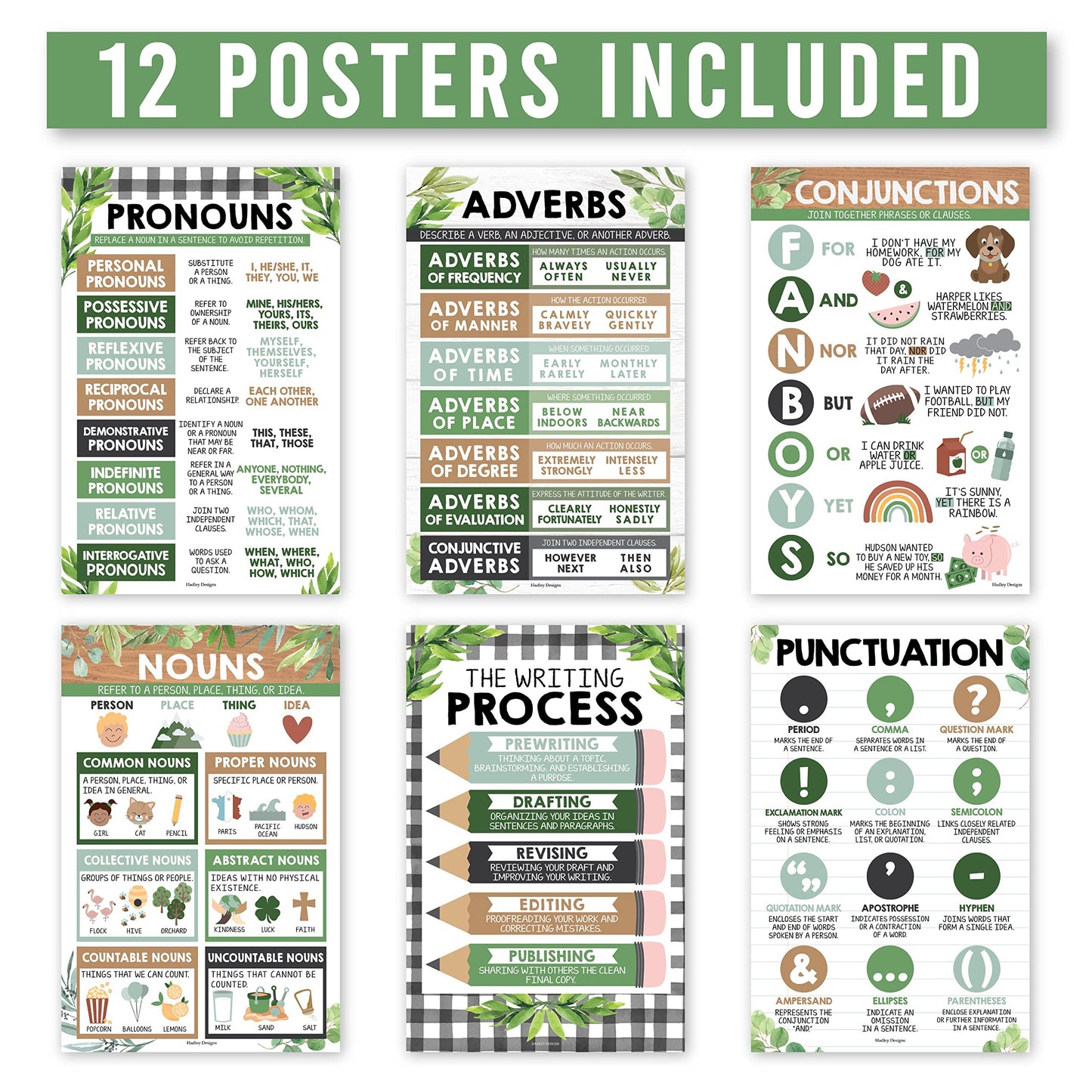 Farmhouse Parts of Speech Posters | Set of 12 | Educational Posters