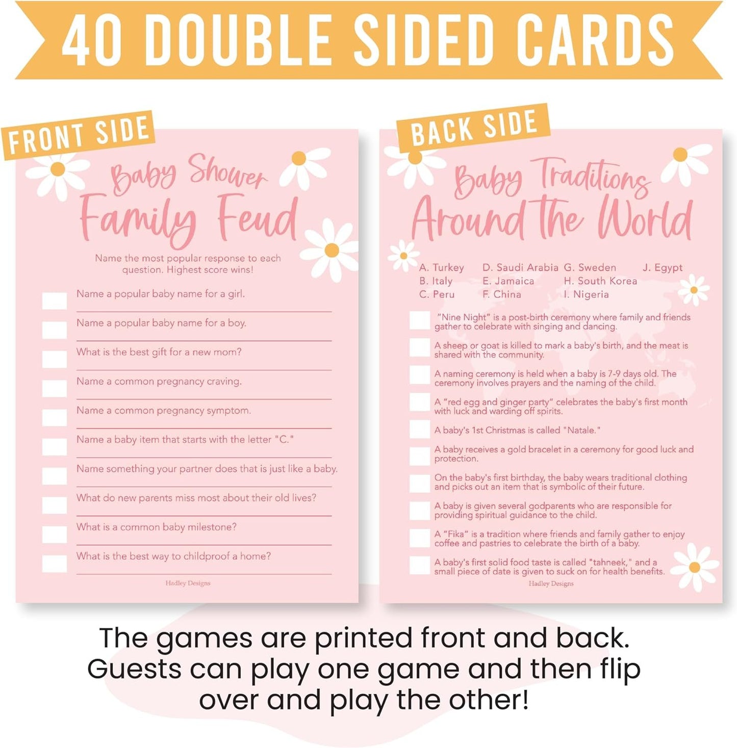 40 Retro Baby Shower Games For Girl - Who Knows Mommy Best Baby Shower Game, Guess Who Mommy Or Daddy Baby Shower Game, Baby Games For Baby Shower Family Feud Game, Girl Baby Shower Tradition Cards