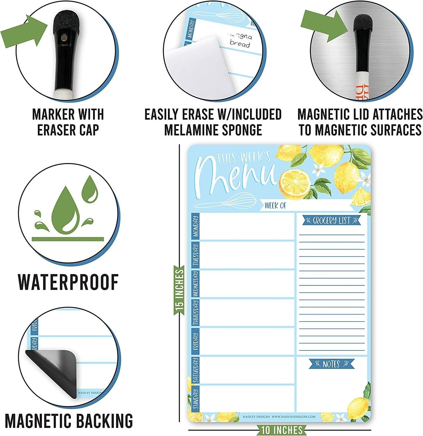 Lemon Magnetic Meal Planner | Weekly | Calendar & Planners