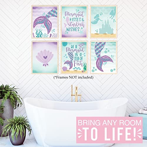 Mermaid Children's Wall Art | Set of 6 | Home Decor